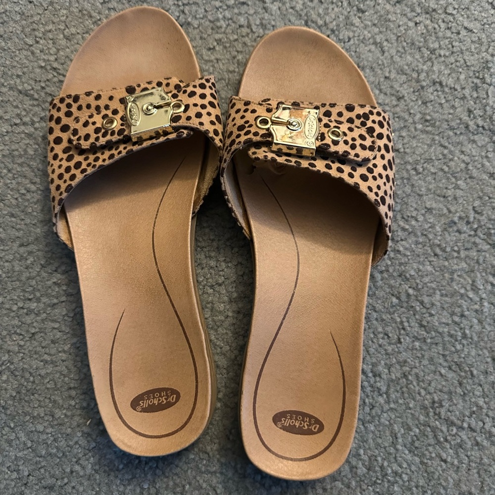 Dr. Scholl's Tan and Black Patterned Sandals